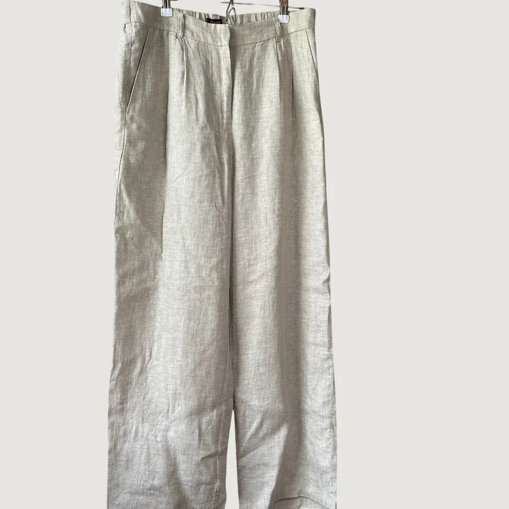 Quince 100% European Linen Pleated Trouser Capsule Flax Beige Pants NWT Size 10